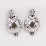 10pcs Silver Jingle Bell Bowknot Pearl Cage Pendant Oil Diffuser Necklace