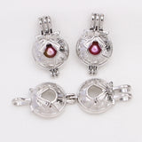 10pcs Silver Jingle Bell Bowknot Pearl Cage Pendant Oil Diffuser Necklace