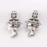 10pcs Silver Plated Lady Head Hat Pearl Cage Pendant