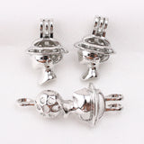 10pcs Silver Plated Lady Head Hat Pearl Cage Pendant