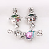 10pcs Silver Plated Lady Head Hat Pearl Cage Pendant