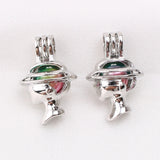 10pcs Silver Plated Lady Head Hat Pearl Cage Pendant