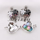 10pcs Enamel Heart Flower Pearl Cage Oil Diffuser Locket Pendants