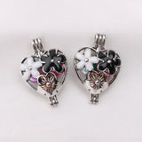 10pcs Enamel Heart Flower Pearl Cage Oil Diffuser Locket Pendants