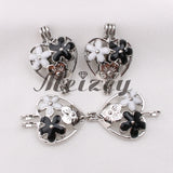10pcs Enamel Heart Flower Pearl Cage Oil Diffuser Locket Pendants