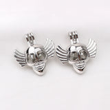 10pcs Silver Plated Skull Head Pearl Cage Pendant for Perfume Necklace