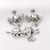 10pcs Silver Plated Skull Head Pearl Cage Pendant for Perfume Necklace
