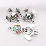 10pcs Silver Plated Skull Head Pearl Cage Pendant for Perfume Necklace