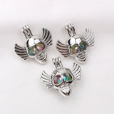 10pcs Silver Plated Skull Head Pearl Cage Pendant for Perfume Necklace