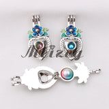 10pcs Heart Shape Silver Plated Flower Pearl Cage Charms