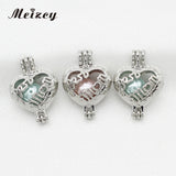 10pcs Silver Plated Heart Mom Pearl Cage Bead Locket Pendants