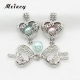 10pcs Silver Plated Heart Mom Pearl Cage Bead Locket Pendants