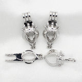10pcs Heart Crown Pearl Cage Oil Diffuser Locket Pendants for Jewelry Making