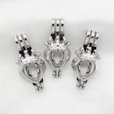 10pcs Heart Crown Pearl Cage Oil Diffuser Locket Pendants for Jewelry Making