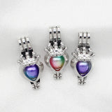 10pcs Heart Crown Pearl Cage Oil Diffuser Locket Pendants for Jewelry Making