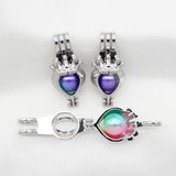 10pcs Heart Crown Pearl Cage Oil Diffuser Locket Pendants for Jewelry Making