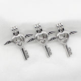 10pcs Silver Love Wing Heart Key Pearl Cage Oil Diffuser Bead Locket Pendant