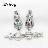 10pcs Mini Fox Pearl Cage Jewelry Making Silver Plated Pendant