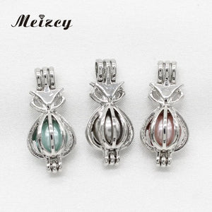 10pcs Mini Fox Pearl Cage Jewelry Making Silver Plated Pendant