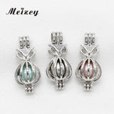 10pcs Mini Fox Pearl Cage Jewelry Making Silver Plated Pendant
