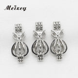 10pcs Mini Fox Pearl Cage Jewelry Making Silver Plated Pendant