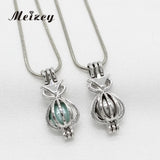 10pcs Mini Fox Pearl Cage Jewelry Making Silver Plated Pendant