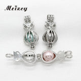 10pcs Mini Fox Pearl Cage Jewelry Making Silver Plated Pendant