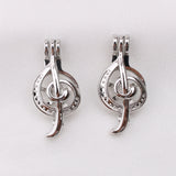 10pcs Silver Plated Musical Note Oyster Pearl Cage Pendant