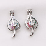 10pcs Silver Plated Musical Note Oyster Pearl Cage Pendant