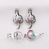 10pcs Silver Plated Musical Note Oyster Pearl Cage Pendant