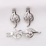 10pcs Silver Plated Musical Note Oyster Pearl Cage Pendant