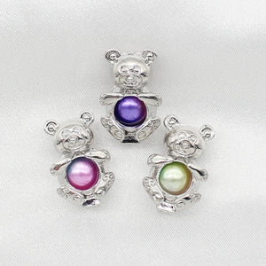 10pcs Bear Pearl Cage Oil Diffuser Pendant for Aromatherapy Necklace