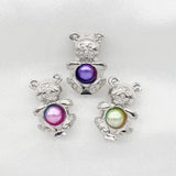 10pcs Bear Pearl Cage Oil Diffuser Pendant for Aromatherapy Necklace