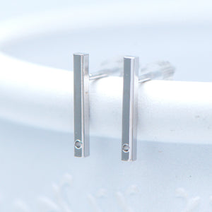 10pcs Silver Tone Bar Ear Posts, Rhodium Plated Brass, Stud Earring Components