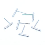 10pcs Silver Tone Bar Ear Posts, Rhodium Plated Brass, Stud Earring Components