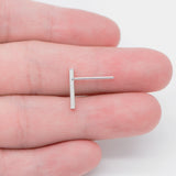 10pcs Silver Tone Bar Ear Posts, Rhodium Plated Brass, Stud Earring Components