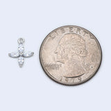 10pcs Silver Tone CZ Flower Charm Pendants 10mm