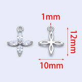 10pcs Silver Tone CZ Flower Charm Pendants 10mm