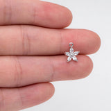 10pcs CZ Flower Charm Pendants 10x9mm, Rhodium Plated, Jewelry Supply