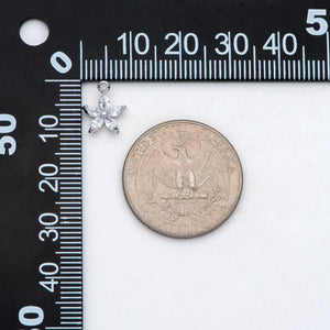 10pcs CZ Flower Charm Pendants 10x9mm, Rhodium Plated, Jewelry Supply