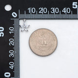 10pcs CZ Flower Charm Pendants 10x9mm, Rhodium Plated, Jewelry Supply
