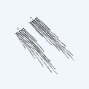 10pcs Silver Chain Ball Tassels 62mm Earring DIY Making Accessories