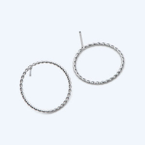 10pcs Rhodium Plated Circle Ear Posts, Geometric Ring Stud Earrings