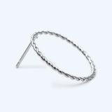 10pcs Rhodium Plated Circle Ear Posts, Geometric Ring Stud Earrings