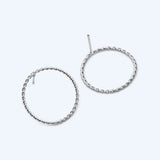 10pcs Rhodium Plated Circle Ear Posts, Geometric Ring Stud Earrings