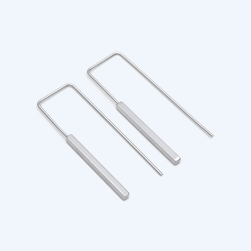 10pcs Silver Cube Ear Hooks 14x40mm Earring Components