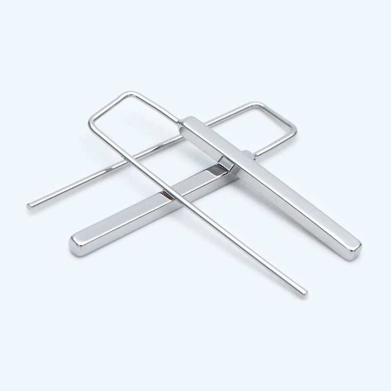 10pcs Silver Cube Ear Hooks 34x10mm - Earring Components