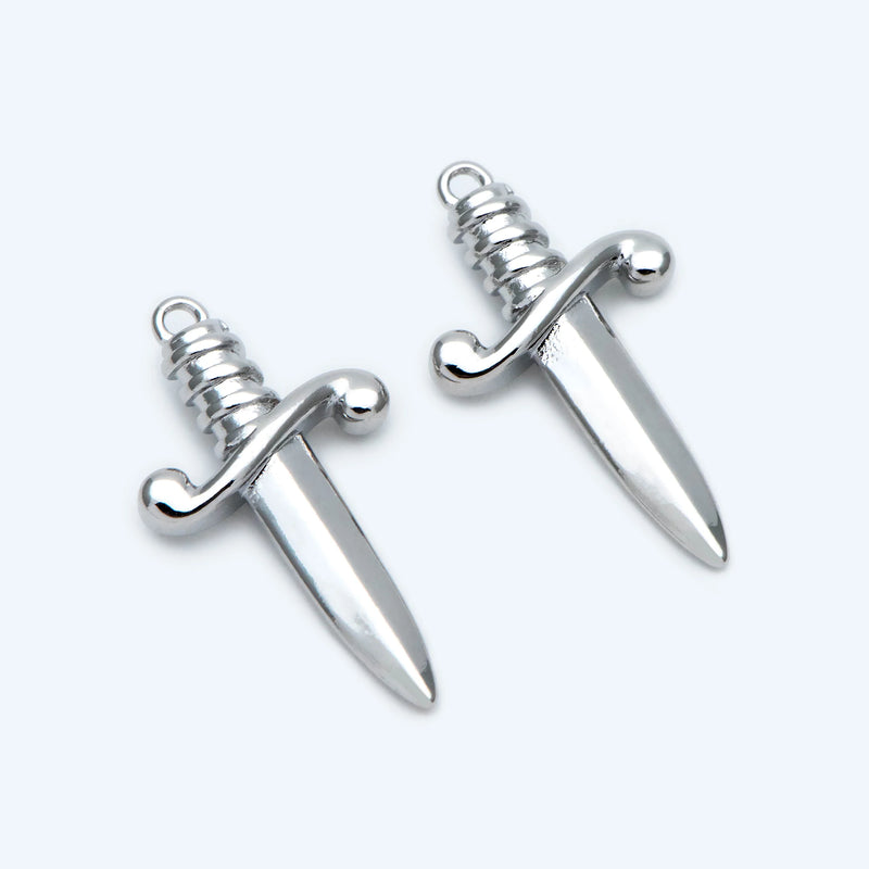 10pcs Silver Tone Dirk Weapon Sword Dagger Charm DIY Jewelry Making