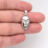 10pcs Silver Face Charm Necklace Pendant Rhodium Plated Brass Jewelry DIY