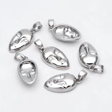 10pcs Silver Face Charm Necklace Pendant Rhodium Plated Brass Jewelry DIY